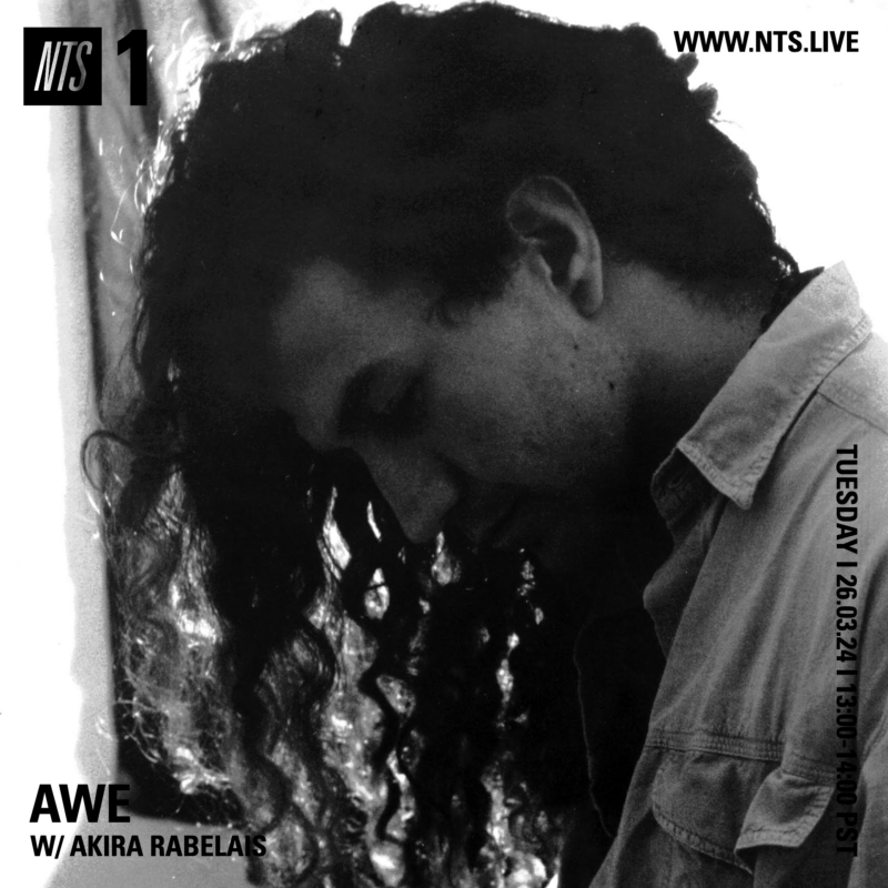 Awe on NTS with Akira Rabelais (26 March 2024) <p><a href="https://www.nts.live/shows/laurel-halo/episodes/laurel-halo-26th-march-2024">https://www.nts.live/shows/laurel-halo/episodes/laurel-halo-26th-march-2024</a></p>
